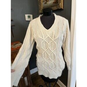 Soft Surroundings Sweater Womens PS Fisherman Cable Knit Silk Angora Nylon